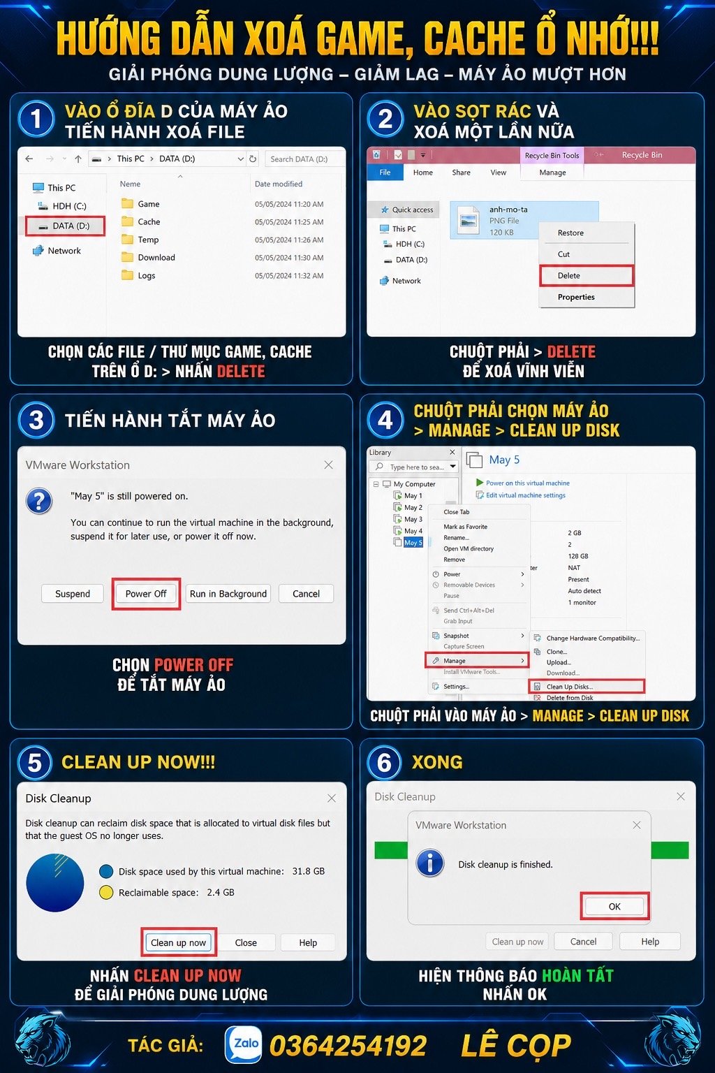Hướng dẫn xoá game & cache